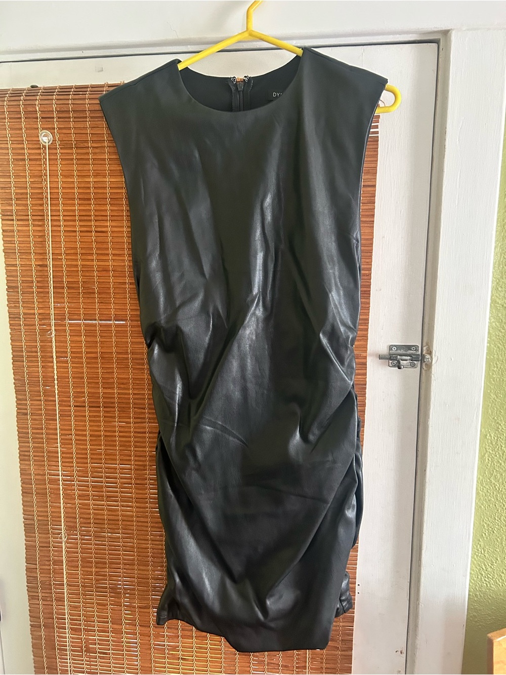 Dynamite Sleek Black Faux Leather Sleeveless Dress
